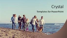  Presentation with friends - Theme having beer run - group of young friends spending background and a lemonade colored foreground