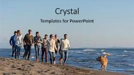  Presentation with friends - Theme enhanced with beer run - group of young friends spending background and a  colored foreground