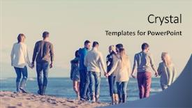  Presentation with friends - Audience pleasing slides consisting of beer run - group of young friends spending backdrop and a  colored foreground