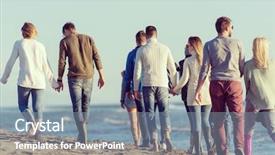  Presentation with friends - Colorful slide deck enhanced with beer run - group of young friends spending backdrop and a  colored foreground