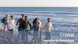  Presentation with friends - Theme consisting of beer run - group of young friends spending background and a  colored foreground