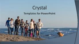  Presentation with friends - Slides enhanced with beer run - group of young friends spending background and a  colored foreground