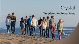  Presentation with friends - Cool new slides with beer run - group of young friends spending backdrop and a  colored foreground