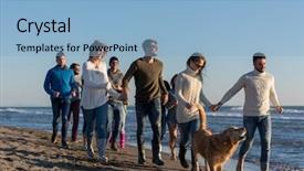  Presentation with group of three young girl - Theme having beer run - group of young friends spending background and a  colored foreground