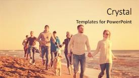  Presentation with friends - Theme with beer run - group of young friends spending background and a  colored foreground