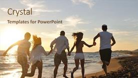  Presentation with group of happy couples - Audience pleasing theme consisting of beer run - happy young friends group have backdrop and a lemonade colored foreground