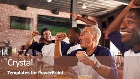  Presentation with sports bar sports bar - Audience pleasing presentation theme consisting of beer run - male friends in sports bar backdrop and a tawny brown colored foreground