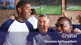  Presentation with sports bar - Cool new PPT theme with beer run - male friends watching game backdrop and a ocean colored foreground