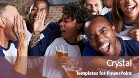  Presentation with sports bar - Presentation theme consisting of beer run - portrait of friends watching game background and a tawny brown colored foreground