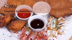  Presentation with fried chicken - Colorful PPT layouts enhanced with beer snacks lard boiled shrimp backdrop and a red colored foreground