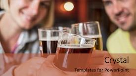  Presentation with beer garden friends in tracht - Colorful presentation design enhanced with beer toasting in a pub backdrop and a red colored foreground