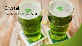  Presentation with green gold - Presentation theme with beer with shamrock and gold background and a soft green colored foreground