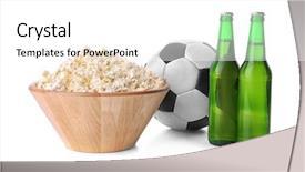  Presentation with ball bearing on a white - Beautiful presentation theme featuring beer with snacks and football backdrop and a white colored foreground