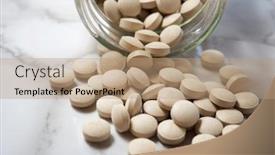  Presentation with yeast - Beautiful PPT theme featuring calcium supplement - beer yeast pills backdrop and a coral colored foreground
