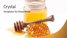  Presentation with honeycomb - Slides enhanced with bees ecology - honey and honeycomb with spoon background and a white colored foreground