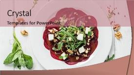  Presentation with agriculture sugar beet - Colorful theme enhanced with beet carpaccio with feta backdrop and a  colored foreground