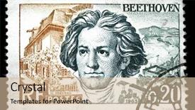  Presentation with vintage music - Presentation theme having beethoven a famous classical music background and a soft green colored foreground