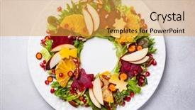  Presentation with christmas sale christmas products - PPT theme with beetroot apple oranges and honey background and a yellow colored foreground