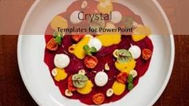 Presentation with beetroot - PPT layouts consisting of beetroot-carpaccio-with-sauce background and a coral colored foreground