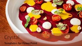 Presentation with beetroot - Presentation theme having beetroot-carpaccio-with-sauce background and a red colored foreground
