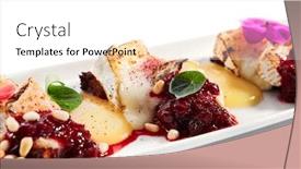  Presentation with beetroot - Slide set having beetroot-carpaccio-with-stracciatella-cheese background and a white colored foreground