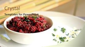  Presentation with beetroot - Colorful theme enhanced with beetroot chimichurri backdrop and a blonde colored foreground