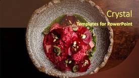  Presentation with beetroot - PPT theme with beetroot-risotto-on-the-table background and a tawny brown colored foreground