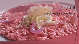  Presentation with beetroot - Slide deck consisting of beetroot risotto prepared with beetroot puree and parmesan cheese background and a coral colored foreground