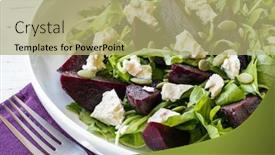  Presentation with pumpkin seeds - Colorful presentation theme enhanced with beetroot salad side view with arugula feta and pumpkin seeds backdrop and a mint green colored foreground