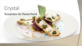  Presentation with beetroot - PPT theme with beetroot salad with dried crust and pesto sauce background and a white colored foreground