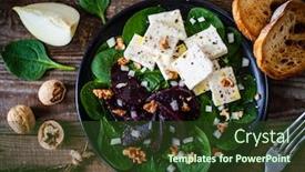  Presentation with beetroot - Slide deck enhanced with beetroot-salad-with-feta-cheese background and a tawny brown colored foreground