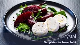  Presentation with beetroot - PPT theme with beetroot-salad-with-goat-cheese background and a wine colored foreground