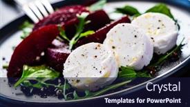  Presentation with beetroot - PPT theme enhanced with beetroot-salad-with-goat-cheese background and a wine colored foreground