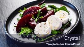  Presentation with beetroot - Theme consisting of beetroot-salad-with-goat-cheese background and a wine colored foreground
