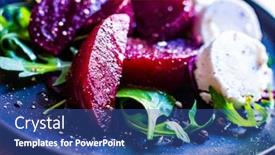  Presentation with beetroot - Beautiful PPT theme featuring beetroot-salad-with-goat-cheese backdrop and a ocean colored foreground