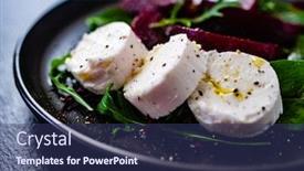  Presentation with beetroot - Presentation design consisting of beetroot-salad-with-goat-cheese background and a ocean colored foreground