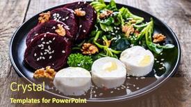  Presentation with beetroot - Beautiful slide set featuring beetroot-salad-with-goat-cheese backdrop and a tawny brown colored foreground