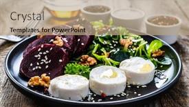  Presentation with beetroot - Slide deck with beetroot-salad-with-goat-cheese background and a coral colored foreground