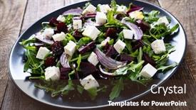  Presentation with beetroot - Slide deck consisting of beetroot-salad-with-goat-cheese background and a wine colored foreground