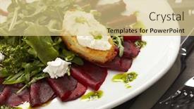  Presentation with beetroot - Audience pleasing presentation consisting of beetroot salad with sauce backdrop and a lemonade colored foreground