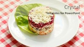  Presentation with beetroot - Slide deck having beetroot salad background and a soft green colored foreground