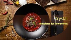 Presentation with beetroot - Slide deck enhanced with beetroot-soup-borscht-with-meat background and a tawny brown colored foreground