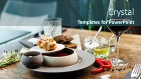  Presentation with healthy soup - Presentation design featuring beetroot-soup-borscht-with-meat background and a ocean colored foreground