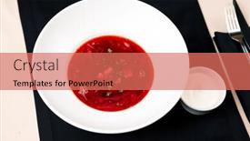  Presentation with beetroot - Presentation theme having beetroot-soup-with-meat background and a coral colored foreground