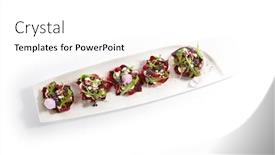  Presentation with haute cuisine - PPT theme enhanced with beetroot-tartare-with-goat-cheese background and a white colored foreground