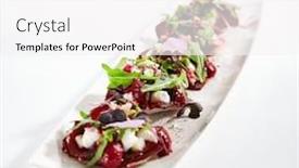  Presentation with haute cuisine - Slide set enhanced with beetroot-tartare-with-goat-cheese background and a white colored foreground