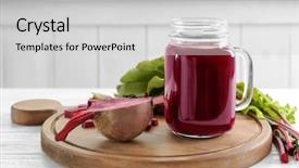  Presentation with mason jar - Audience pleasing PPT theme consisting of beets - beetroot smoothie in mason jar backdrop and a light gray colored foreground
