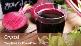  Presentation with juice - Slides having beets - fresh beet juice on wooden background and a red colored foreground