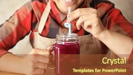  Presentation with smoothie - Cool new PPT layouts with beets - young woman drinking beet smoothie backdrop and a tawny brown colored foreground