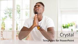  Presentation with african american religion - Slide set enhanced with beg - handsome african american man background and a coral colored foreground